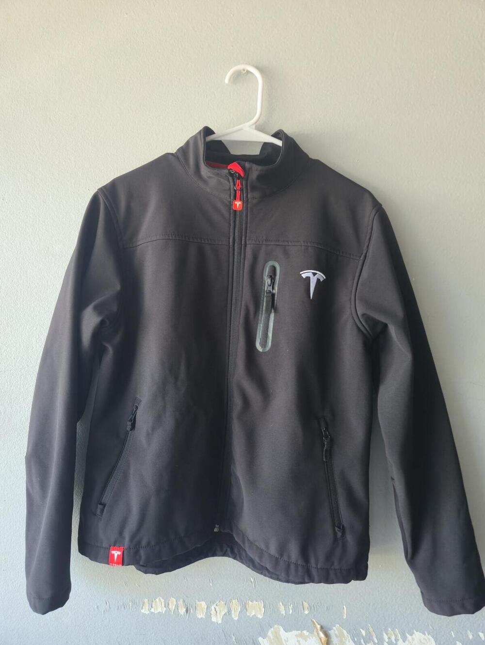 Tesla Black Softshell Jacket with Logo and Zippered Pockets Mens Size Large